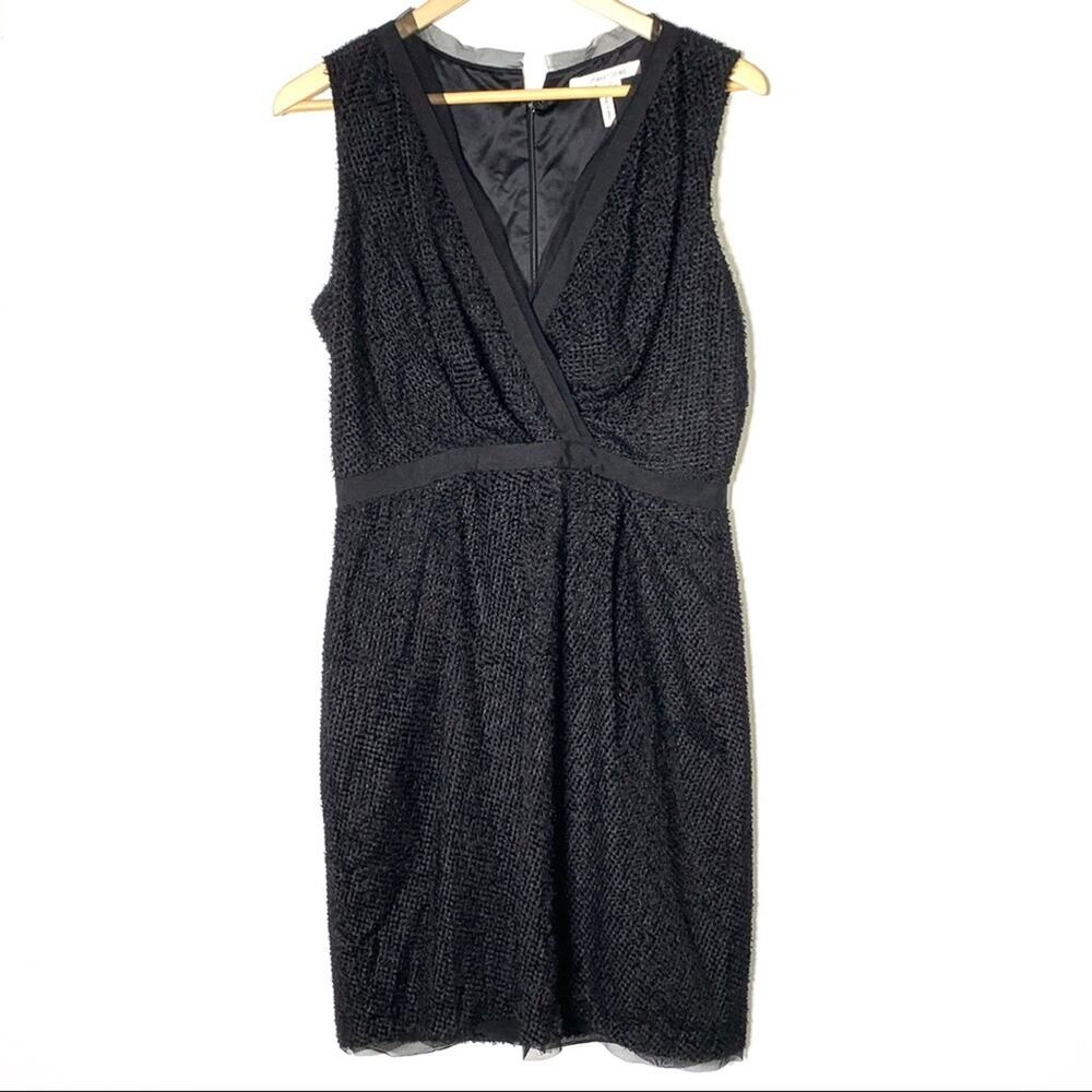 Max and Cleo Black shift dress with lace trim size 12 B84